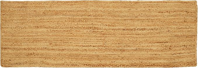 Hand Woven Jute Area Rug - 2' x 6' Feet - Rustic Beige Reversible Rectangular Rugs for Bedroom, Kitchen, Living Room - Vintage Natural Braided Entry Floor Décor Boho Jute Rug 24 X72 Inches