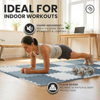 bemaxx Gym Mats Set - 18 pcs EVA Interlocking Foam Floor Tiles (12.6"x12.6"x0.4") 18sqft Protective Gym Flooring Sports Home Workout Exercise Mats Puzzle Garage Fitness Play-Room Pool Treadmill Bike