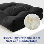 Outdoor Chair Cushions Set of 2, Patio Chair Cushions with Ties,19x19+5” Tufted Outdoor Seat Cushions, Waterproof Patio Furniture Cushions, Outdoor Dining Chair Pads, Black