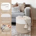 Goodpick Woven Rope Basket 15.8 x 13.8 inches, Toy Storage for Organizing, Blanket Basket Living Room, Toy Bin for Playroom, Light Brown