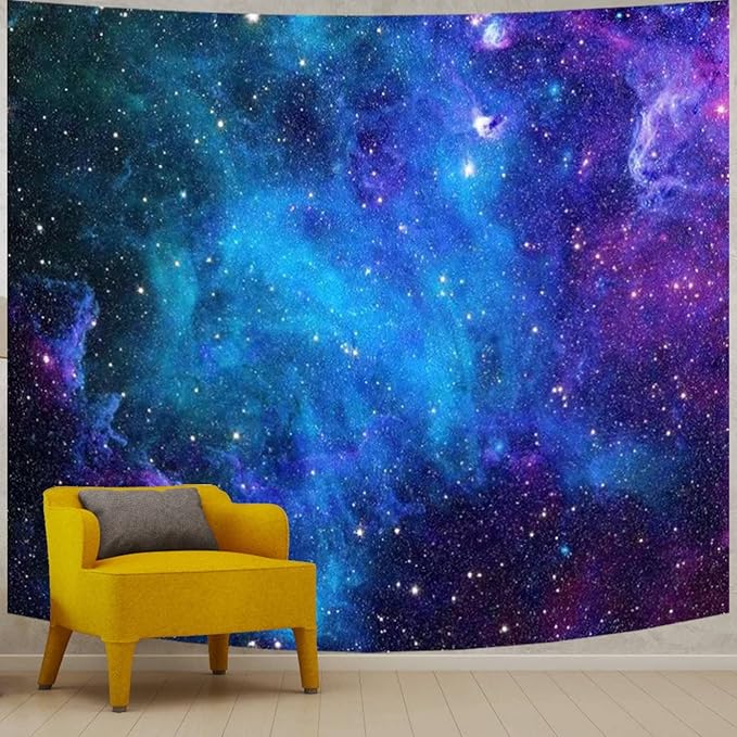 Apdidl Extra Large Galaxy Space Tapestry for Bedroom Aesthetic 90'' X 71'' Blue Starry Sky Stars Universe Tapestry Mysterious Nebula Wall Hanging Backdrop Decor for Bedroom Living Room
