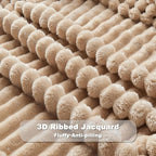 NEWCOSPLAY Super Soft Queen Blanket Brown Premium Silky Flannel Fleece 3D Ribbed Jacquard Lightweight Bed Blanket All Season Use (Brown Ribbed, Queen(90"x90"))