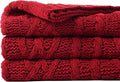 Battilo Christmas Dark Red Throw Blanket for Couch, Bed, Sofa, 51"x67", Woven Chenille Knit Throw Blankets, Gift Blanket, Cozy Warm Decorative Textured Throw Blanket for Living Room