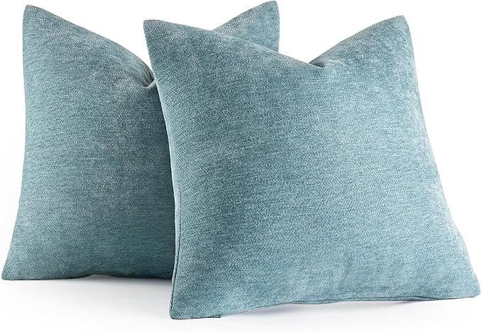 MIULEE Pack of 2 Blue Gray Decorative Pillow Covers 20x20 Inch Soft Chenille Couch Spring Throw Pillows Farmhouse Cushion Covers for Home Decor Sofa Bedroom Living Room