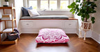 INDIAN CRAFT CASTLE 24" Pink Ombre Mandala Barmeri Large Floor Pillow Cover Cushion Meditation Seating Ottoman Throw Cover Hippie Decorative Zipped Bohemian Pouf Ottoman Pom Pom Cases 24" Square