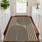 Outdoor Rug Easy Jute Rug 3x5 Entryway Porch Area Rug Indoor Foyer Outdoor Patio Door Mat Washable Non-Slip Low Pile Black Rainbow Throw Carpet for Living Room Kitchen Bedroom Balcony Floor Mats