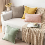 MIULEE Decorative Throw Pillow Covers for Couch Bed Livingroom 20x20 Inch Set of 2 Light Brown Boho Accent Throw Pllows Broadside Striped Patchwork Soft Corduroy Pillowcases