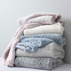 Ultra Soft Cozy Sherpa Throw Blanket, Solid Antique White Light Weight Warm Decorative Boho Style Plush Throw Blanket Cover for Sofa, Couch, Bedroom,Travel, Pattern Reversible, 50”x60”