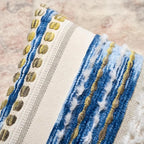 Aeckself Boho Chenille Tufted Throw Pillow Covers 18x18 Inch Set of 2, Farmhouse Decorative Striped Square Pillow Covers Accent Neutral Pillowcase for Living Room Couch Bed, Blue
