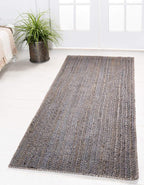 Unique Loom Braided Jute Collection Area Rug - Dhaka (2' 7" x 6' 1" Runner, Gray)