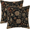 KSLIDS Vintage Floral Brown Black Soft Velvet Throw Pillow Covers Set of 2 Retro Boho Flower Leaves Decorative Pillow Covers 16x16 Inch Bohemian Pillow Case for Sofa Couch Farmhouse Home Decor