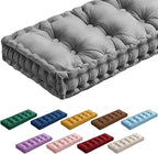 Bench Cushions for Indoor Furniture 42x16 in Velvet Kitchen Dining Piano Window Seat Cushion, Tufted Patio Porch Swing Thicken Bench Pad Memory Foam(Gray)