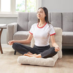 Meditation Floor Pillow Set of 2, Square Large Pillows Seating for Adults, Tufted Corduroy Cushion for Balcony Outdoor Tatami Living Room, Beige, 22x22 Inch