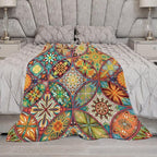 Boho Floral Throw Blanket Colorful Mandala Bohemian Indian Hippie Vintage Blanket for Sofa Bed Couch Chair or Dorm 60"x80"