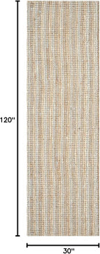 SAFAVIEH Natural Fiber Collection Runner Rug - 2'6" x 10', Grey & Natural Brown, Handmade Jute, Farmhouse Style, Chunky Textured Thick Pile (NF447K)