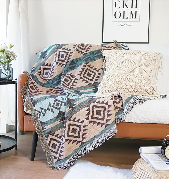Lqprom Boho Southwest Throw Blankets Aztec Southwest Throws Cover Outdoor Camping Picnic Tent Beach Travel 51"x63"