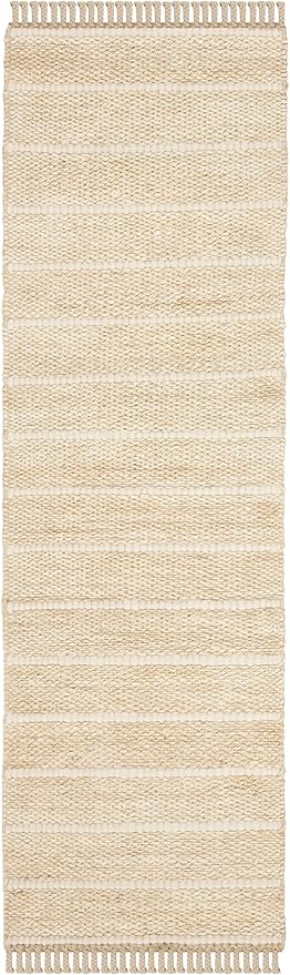 SAFAVIEH Natural Fiber Collection Runner Rug - 2'3" x 8', Ivory & Ivory, Handmade Tassel Jute, Ideal for High Traffic Areas in Living Room, Bedroom (NF550B)