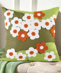 Embroidered Throw Pillow Cover - 18x18 Decorative Pillow Cover with Zipper Aesthetic Cute Design Boho Spring Summer Cozy Throw Pillowcase for Living Room Couch Sofa Bed, Green Flowers