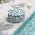 Indoor/Outdoor Inflatable Ottoman D21 x H9 inch, Round Footstool Inflatable Foot Rest Ottoman with Handle, Portable Ottomans Pouf for Patio, Garden, Camping, Home, Delancey Lagoon