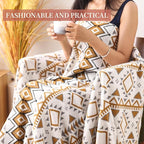 Knitted Queen Size Throw Blanket - Lightweight Breathable Summer Soft Blanket of Polyester Imitation Cotton for Anti-Static,Luxury Throws for Bed, Couch and Sofa,Yellow Tassel Pattern