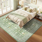 Lofus 9x12 Area Rug for Living Room, Light Green Washable Area Rugs with Non-Slip Backing,Soft Boho Carpets for Bedroom Dining Room Home Office Indoor Nursery