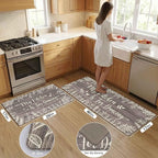 Kitchen Rug Mats for Floor Cushioned Anti Fatigue Gray Kitchen Rugs Sets of 2 Rustic Farmhouse Non Slip Waterproof Comfort Memory Foam Standing Floor Mat for Office Laundry Sink Desk