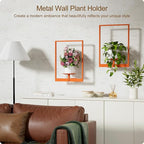 Orange Metal Wall Plant Holder - 3-Pack Wall Mounted Plant Stands and Hanging Holders for Indoor Planter and Flower Pot -Rectangle Decor Shelf for Plant Storage (Pot Not Included)