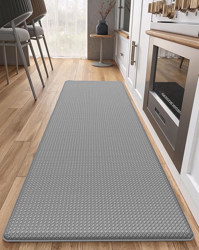Color&Geometry Anti Fatigue Cushion Kitchen Mat for Floor -24"x94",Wide,Easy Clean, Water & Oil Proof, Anti Slip, Foam Rubber Runner Rug for Front Sink Comfort Standing,Grey