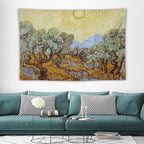 Van Gogh Olive Trees Tapestry Wall Hanging, Vintage Art Wall Decor for Bedroom, Dorm, Living Room, Aesthetic Polyester Tapestry with Hanging Accessories, 60x90 Inch