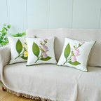 vctops Farmhouse Hibiscus Flowers Cotton Tufted Throw Pillow Cover Spring Floral Embroidery Pillowcase Soft Square Cushion Case for Sofa Couch Bed Chair (Yellow F,18"x18")