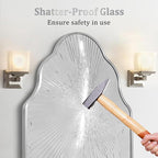 Scalloped Mirror for Bathroom - 26"x46" Silver Bathroom Mirror with Aviation Aluminum Alloy Frame & Shatter-Proof Glass for Living Room Bedroom Entryway, Brushed Silver Frame(x1)