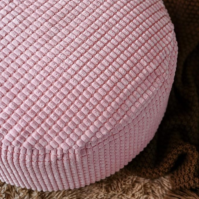 SUTAVIA Pouf Ottoman Cover Unstuffed Pouf Seat Decorative Soft Storage Bean Bag 20x20x8 Inches Floor Footrest for Living Room Bedroom (Dusty Pink, Round)