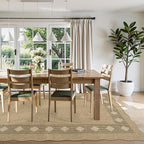 LIVEBOX Easy Jute Diamond Rug for Living Room, Scalloped Washable 5x7 Tan Rug for Bedroom, Geometric Checkered Non-Slip Indoor Outdoor Rug Dining Room Modern Carpet Area Rug for Patio Home Office Mat