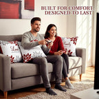 Tatuo 4 Pcs Flower Pillow Covers Square Spring Pillow Cushion Cases 18 x 18 Inch Family Faith Hope Love Words Decorative Summer Winter Cushion Case for Bed Couch Sofa Living Room(Red Series)