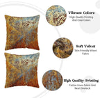 KSLIDS Brown Rust Soft Velvet Throw Pillow Covers Set of 2 Gold Orange Teal Rustic Decorative Pillow Covers 20x20 Inch Rusty Copper Metallic Bronze Pillow Case for Sofa Couch Living Room Home Decor