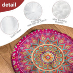Mandala Meditation Cushion, Boho Meditation Mat, Meditation Pillows for Sitting on Floor, Cushions for Sitting in Home and Outdoor, Round Floor Pillows Cushion Seating for Yoga Accessories 22'' X 22''