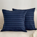 JELLYMONI 2 Pack Navy Blue Pillowcases 18" x18", Soft Microfiber Striped Tufted Pillow Covers(Pillows are not Included)