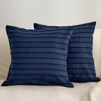 JELLYMONI 2 Pack Navy Blue Pillowcases 18" x18", Soft Microfiber Striped Tufted Pillow Covers(Pillows are not Included)