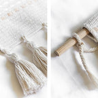BlissBlush Long Vertical Wall Hanging Tapestry Woven Boho Farmhouse Decor Cream Beige Tassel Handmade Wall Art Decoration for Bedroom Living Room Dorm Nursery Apartment, 16x39 INCH