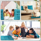 Jerify Floor Pillow Cushions Large Round Square Large Meditation Floor Pillow for Classroom Adult Meditation Picnic Party Seating Learning Daycare School(Square,Blue,4 Pcs)