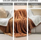 EverGrace Jacquard Boho Sherpa Fleece Throw Blanket for Couch, Super Soft Cozy Fuzzy Plush Blankets for All Seasons, Reversible Thick Warm Blanket for Bed, Sofa, Living Room, Burnt Orange, 50" x 60"