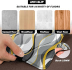 Kitchen Mats for Floor Modern Abstract kitchen rugs Grey and Yellow Stripe Anti Fatigue Kitchen Mats Waterproof Floor Mats Cushioned Non-Skid Standing Mats for Kitchen, Set of 2,17.3 x 28+17.3 x 47