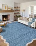 GarveeHome Scalloped Washable Area Rug 8 x 10 Rug for Living Room Modern Blue Rug Non Slip Throw Rugs Distressed Large Bedroom Area Rug Stain Resistant Carpet for Dining Room Nursery 8 ft x10 ft Blue