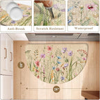 KIMODE Kitchen Mat Cushioned Anti Fatigue, Half Moon Floral Kitchen Rug, Comfort Padded Kitchen Floor Mat Non Slip, Ergonomic Standing Desk Mat for Sink Laundry Office Brown 18"x28"