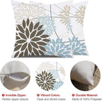 DFXSZ Brown Blue Flower Pillow Covers 20x20 Inch Set of 2 Summer Outdoor Waterproof Decor for Home Patio Funiture Garden Living Room Modern Art Floral Polyester Square Cushion Cover 01F20