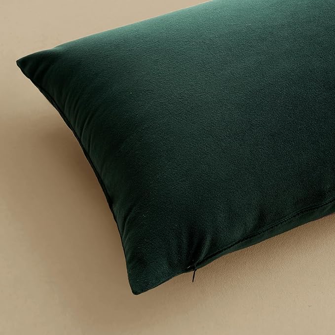 MIULEE Pack of 2 Velvet Soft Solid Decorative Square Throw Pillow Covers Cushion Case for Sofa Bedroom Couch,18x18 Inch Army Green