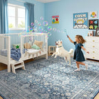 Lofus 8x10 Area Rug for Living Room,Blue Washable Area Rugs with Non-Slip Backing,Soft Boho Carpets for Bedroom Dining Room Home Office Indoor Nursery