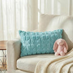 AVOIN colorlife Blue Spring Bow Throw Pillow Covers Set of 2, 12 x 20 Inch Coquette Aesthetic Room Decor Soft Plush Faux Fur Cushion Case for Girls Room