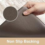 KIMODE Anti Fatigue Kitchen Mats for Floor 2 Piece, Cushioned Abstract Kitchen Rugs,Memory Foam Kitchen Floor Mats, Standing Desk Mats for Laundry, Office, Sink Light Brown Multi 17"x47"+17"x29"