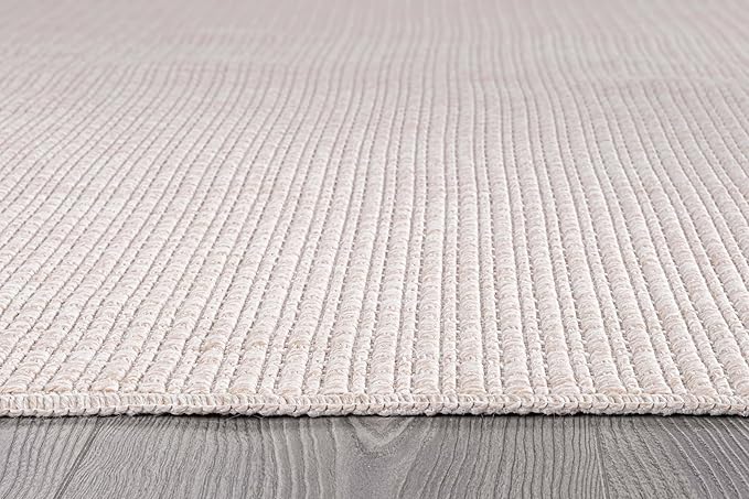 Beverly Rug Easy Jute Off White Rug 6x9 Solid Washable Durable Outdoor Indoor Area Rugs for Living Dining Room Patio Office Stain Resistant Non Shedding Casual Indoor Outside Carpet (6 x 9 Off-White)